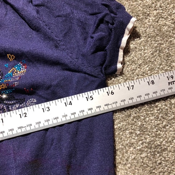 VINTAGE ADIDAS RHINESTONE BEDAZZLED WOMENS SHORT SLEEVE T-SHIRT - Picture 6 of 8